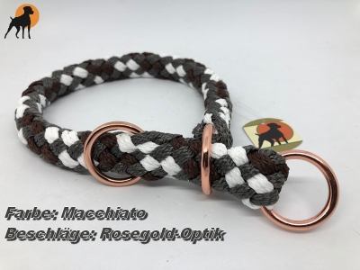 Preview: G2 Tauwerk Halsband Basic, rund geflochten, mit Zugstop, Macchiato