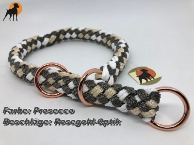 Preview: G2 Tauwerk Halsband Basic, rund geflochten, mit Zugstop, Prosecco