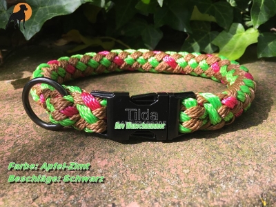 Tauwerk Maßhalsband G2 mit Metallverschluß schwarz, 20mm, Gravur möglich