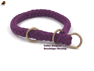 Preview: G2 Tauwerk Halsband Basic, rund geflochten, mit Zugstop, Burgund