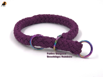 G2 Tauwerk Halsband Basic, rund geflochten, mit Zugstop, Burgund