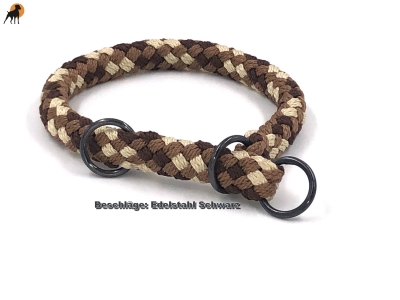 Preview: G2 Tauwerk Halsband Basic, rund geflochten, mit Zugstop, Cappuccino