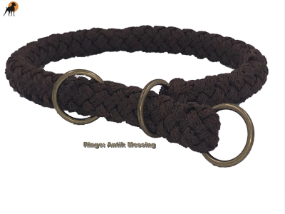 Preview: G2 Tauwerk Halsband Basic, rund geflochten, mit Zugstop, Mocca