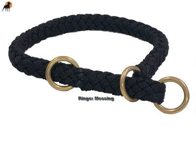 Preview: G2 Tauwerk Halsband Basic, rund geflochten, mit Zugstop, Schwarz
