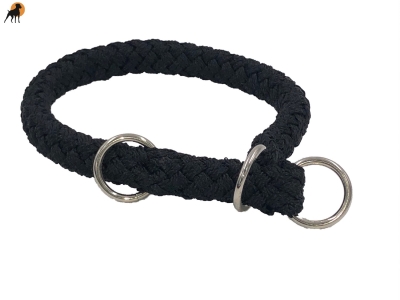 Preview: G2 Tauwerk Halsband Basic, rund geflochten, mit Zugstop, Schwarz