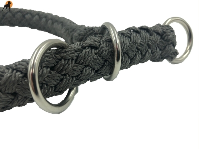 Preview: G2 Tauwerk Halsband Basic, rund geflochten, mit Zugstop, Stahlgrau