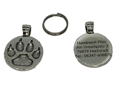 Hundemarke Pfotenabdruck, 21 x 28mm, inkl. Lasergravur