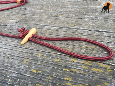 Preview: Moxon Führleine 6mm x 110cm, mit Holzknebeln, Cherry