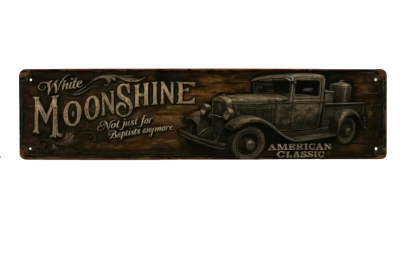 Moonshine Vintage Blechschild Moonshine Schriftzug American Classic, gerade, Metall, ca. 10 x 40cm