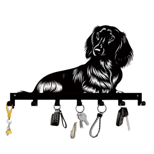 Schlüsselbrett Langhaar-Teckel, 7 Haken, ca. 30cm