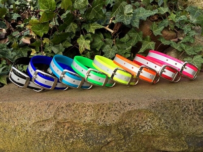 Biothane Reflective Halsband mit Dornschnalle rund, Breite: 25mm