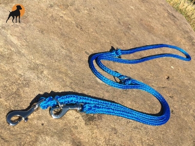 G1 Tauwerk Doppelführleine 3-fach verstellbar, 9mm x 230cm, Blau