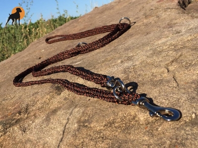 G1 Tauwerk Doppelführleine 3-fach verstellbar, 9mm x 230cm, Scharz/Terracotta