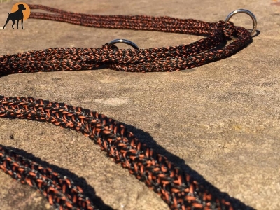 G1 Tauwerk Doppelführleine 3-fach verstellbar, 9mm x 230cm, Scharz/Terracotta