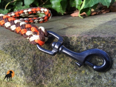 Tauwerk Führleine G2 Ebony 12mm m. HS, Karabiner Edelstahl Schwarz, Marokko