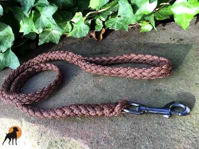 Tauwerk Führleine G2 Ebony 12mm m. HS, Karabiner Edelstahl Schwarz, Mocca