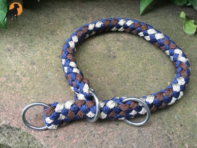 Preview: G2 Tauwerk Halsband Basic, rund geflochten, mit Zugstop, Marbel Blue