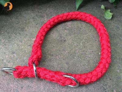 Preview: G2 Tauwerk Halsband Basic, rund geflochten, mit Zugstop, Rot