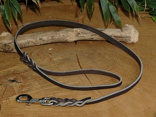 Lederleine geflochten 12mm x 100cm, schwarz
