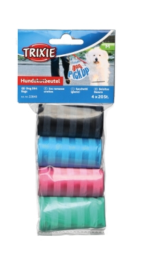 Hundekotbeutel, 4 Rollen a´20 Beutel, farbig gestreift