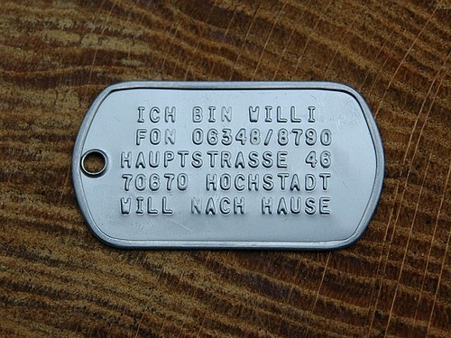 Geprägte Hundemarke, Edelstahl, Style 1