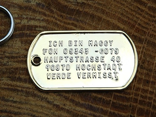 Geprägte Hundemarke, Vergoldet, Style 1