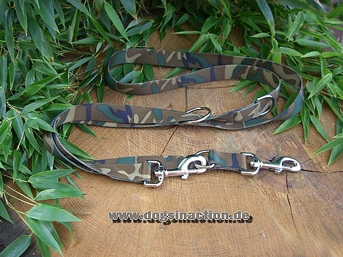 Camouflage Woodland Doppelführleine 13mm x 200cm