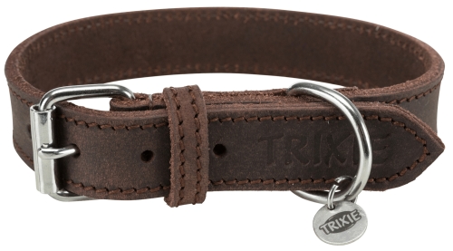 Trixie Fettleder Halsband mit Rollschnalle, Dunkelbraun