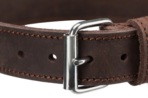 Trixie Fettleder Halsband mit Rollschnalle, Dunkelbraun