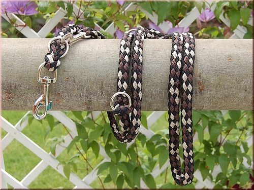 Tauwerk Doppelführleine G2, handgeflochten, 3-fach verstellbar, 12mm x 230cm, Topas