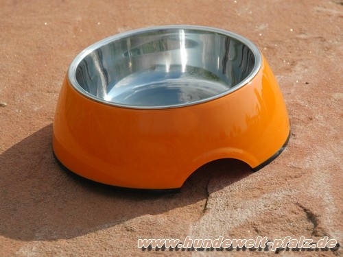 Edelstahl Design-Napf 700ml, mit Melamingehäuse Orange