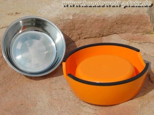 Edelstahl Design-Napf 700ml, mit Melamingehäuse Orange