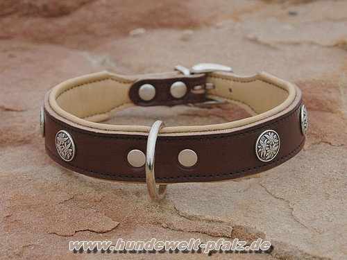 Lederhalsband Edelweiss, 50cm, Dunkelbraun
