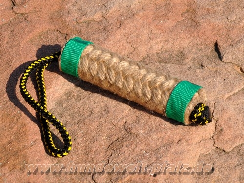 Jute-Beißwurst, 27mm x 15cm mit Schlaufe aus Tau