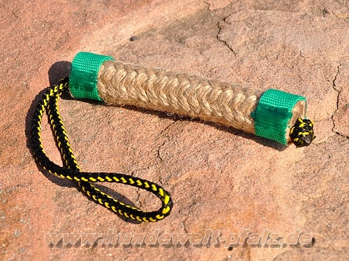 Jute-Beißwurst, 37mm x 15cm mit Schlaufe aus Tau