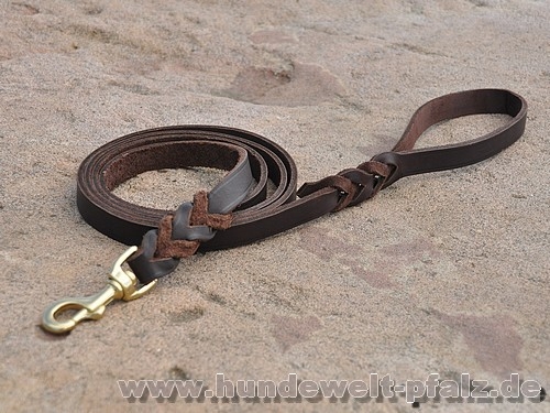 Fettlederleine Exclusiv, Haken Messing, 18mm x 200cm