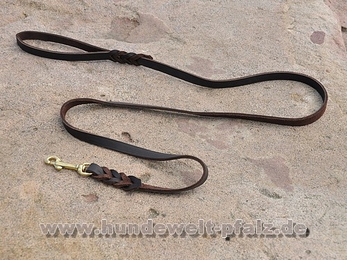 Fettlederleine Exclusiv, Haken Messing, 14mm x 155cm