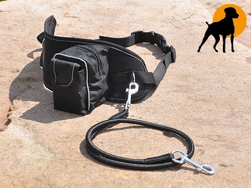Doggy-Jogger Nylon-Bauchgurt mit flexibler Leine, schwarz