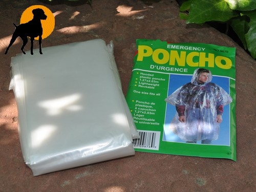 Notfall-Poncho mit Kapuze aus Polyethylen, Transparent