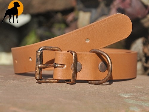 HWP Biothane Beta Antik Halsband 25mm x 35cm, Hellbraun