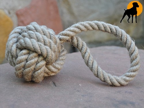 Jute-Spielball am Seil, Ø 10cm / 24cm