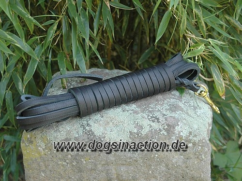Softlederleine 15mm x 7,5m, Kanten abgerundet, ohne Handschlaufe, Dunkelbraun