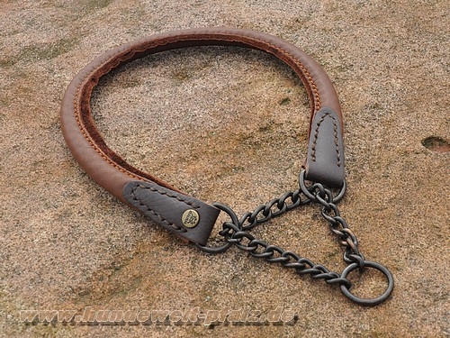 AKAH Elchleder-Kettenhalsband 30cm, Dunkelbraun