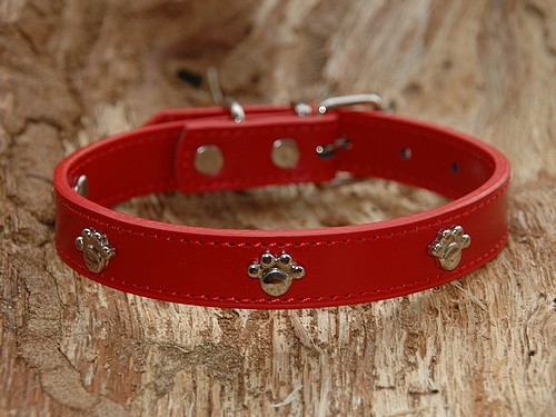 Lederhalsband "Pfote", Rot