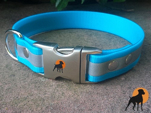 HWP Biothane Reflect HB 25mm mit Alu-Verschluß, Azzurblau