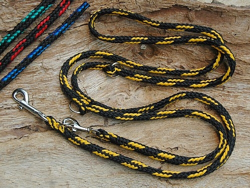 G1 Tauwerk Doppelführleine 3-fach verstellbar, 10mm x 230cm, Black and Yellow