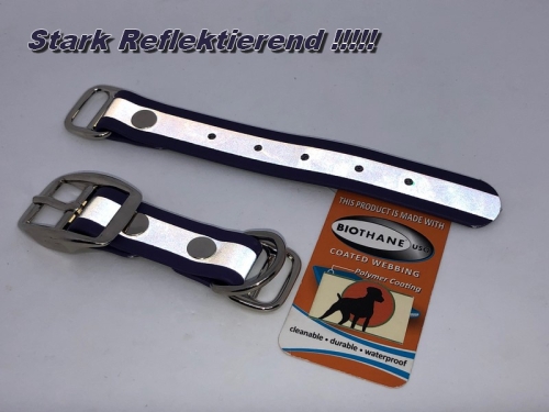 Biothane Beta Reflect Paracord Adapter 25mm mit Dornschnalle rund, chrom