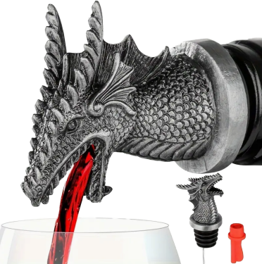 Glasflaschen-Ausgießer / Verschluß Drache, silber