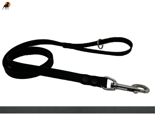 BARK Führleine 16mm gummiert, mit Handschlaufe (Länge und Haken wählbar), Schwarz