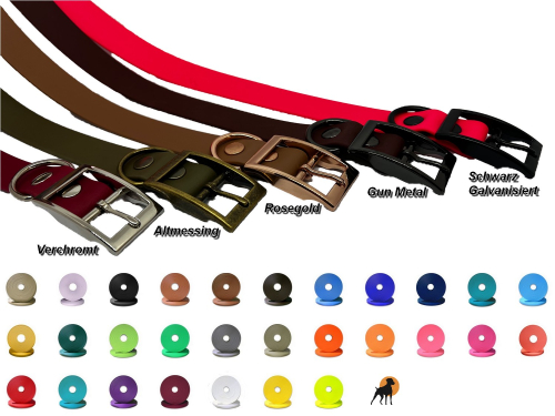 Biothane Beta Halsband mit Dornschnalle eckig, Breite: 25mm
